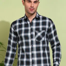 Metronaut Men Classic Tartan Checks Opaque Checked Casual Shirt-image-29