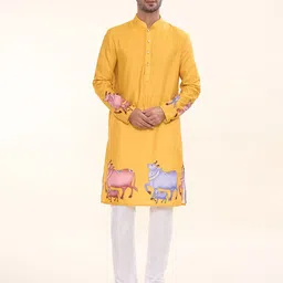 Arihant Rai Sinha Ethnic Motifs Printed Mandarin Collar Cotton Straight Kurta-picture-52