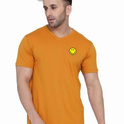 Blisstone V-Neck Applique Slim Fit Cotton Casual T-shirt-image-58