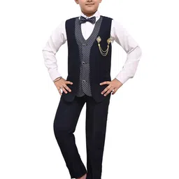 VALUE CREATION Boys Checked Single-Breasted Three-Piece Suit-8