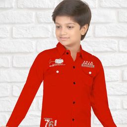 FASHION GRAB Boys Classic Fit Typography Printed Spread Collar Cotton Casual Shirt-image-55