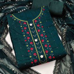 DIVASTRI Floral Embroidered Sequinned Unstitched Dress Material-picture-40