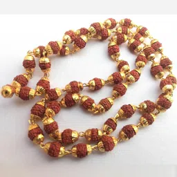 Divine souvenirs Unisex Gold-Plated Rudraksha Beaded Minimal Chain-17