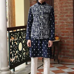PATR Embroidered Woven Nehru Jackets-56