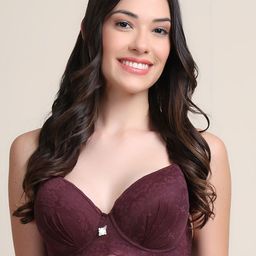PrettyCat Floral Lace Full Coverage Underwired Lightly Padded T-Shirt Bra-11