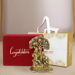INTERNATIONAL GIFT Gold-Toned Radha Krishna Religious Idol Showpiece-image-87