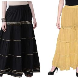 Pack of 2 Women Regular Fit Black, Yellow Viscose Rayon Trousers-image-94