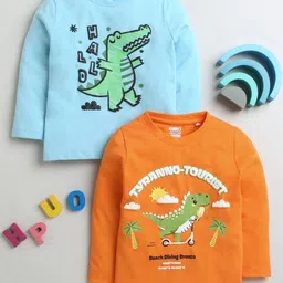 BUMZEE Boys Pack Of 2 Graphic Printed Round Neck Cotton T-Shirts-picture-9