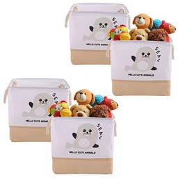 Aura Set Of 4 White & Beige Foldable Storage Box-17