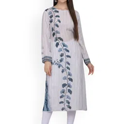 DIVASTRI Women Floral Printed Thread Work Floral Kurta-image-3