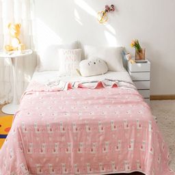 JC HOME Pink & White Cartoon Characters AC Room 400 GSM Single Bed Quilt-picture-48