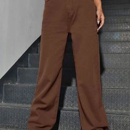 Z & G trends Women Wide Leg High-Rise Slash Knee Jeans-image-96