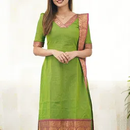 DIVASTRI Women Solid Kurta with Trousers & Dupatta-picture-4