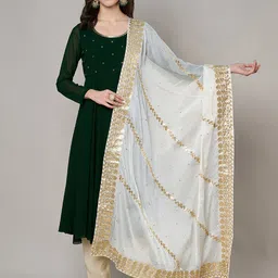 MUFFLY Leheriya Embroidered Gotta Patti Chinon Dupatta-27