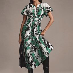 ChicFlick Women Floral Print V Neck Flared Sleeves Tiered Fit & Flare Maxi Dress-image-18
