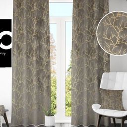 Aura Grey & Gold 2 Pieces Abstract Velvet Window Curtains-picture-42