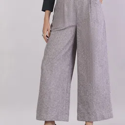 PowerSutra Women Textured Comfort Loose Fit High-Rise Easy Wash Pleated Trousers-image-37