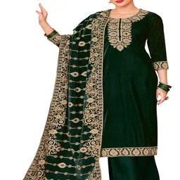 DRAVINAM Trends Ethnic Motifs Embroidered Velvet Unstitched Dress Material-image-77