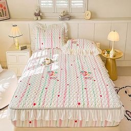 JC HOME White & Pink Printed 150 TC King Bedsheet Set 1.8 m x 2 m-picture-37