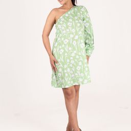 Moda Rapido Floral Print One Shoulder Puff Sleeve A-Line Mini Dress-image-93