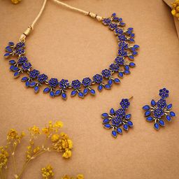 Anouk Gold-Plated Artificial Stone Studded Necklace With Earrings-image-39
