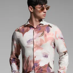 Jack & Jones Men Spread Collar Abstract Printed Cotton Casual Shirt-image-45