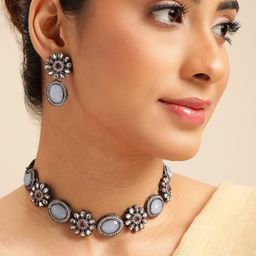 Anouk Silver-Plated Kundan Jewellery Set-47