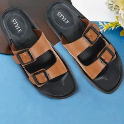 Genial Men Striped Rubber Slip-On-26