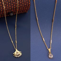 Boghra Sales Set Of 2 Gold-Plated Alloy American Diamond Chain-image-50