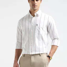 U.S. Polo Assn. Tailored Fit Striped Oxford Casual Shirt-picture-11
