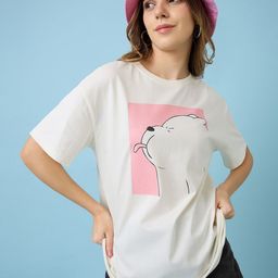 Mast & Harbour Women Printed Raw Edge T-shirt-image-80