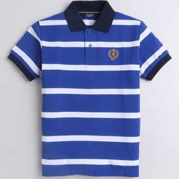 CELSIUS Kids Striped Polo Collar Applique T-shirt-image-92