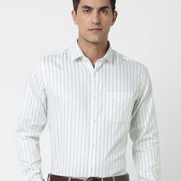 Peter England Elite Striped Pure Cotton Slim Fit Formal Shirt-picture-36