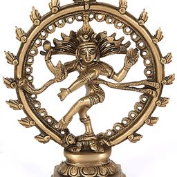 Exotic India Gold-Toned Lord Nataraj Brass Idol Showpiece-image-61