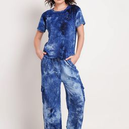 Lugo Tie & Dyed Short Sleeves Round Neck T-Shirt & Trousers-18