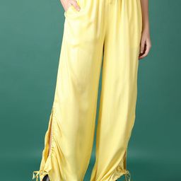 LIMEROAD Women Regular Fit Cotton Wide Leg Trousers-image-77