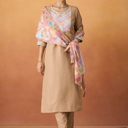 KALINI Women Ethnic Motifs Embroidered Regular Sequinned Kurta with Trousers & With Dupatta-picture-7