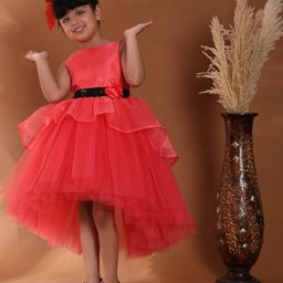Toy Balloon kids Girls Tulle High-Low Belted Peplum Dress-image-85