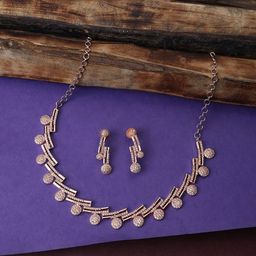 Opal Touch Rose Gold-Plated American Diamond Studded Jewellery Set-image-15