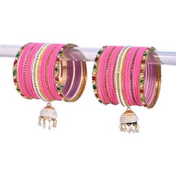 jtraditional Set Of 34 Gold-Plated Stone-Studded Bangles-image-80