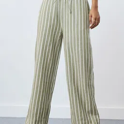 The Souled Store Women Striped High-Rise Straight Fit Trousers-picture-3