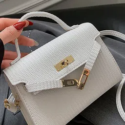 LULU & SKY Striped PU Structured Handheld Bag with Bow Detail-5