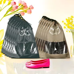 Aura Brown & Black 12 Pieces Reusable Shoes Organisers-14