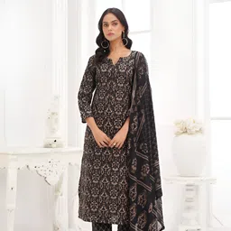 Larqi Women Ethnic Motifs Printed Regular Pure Cotton Kurta with Trousers & With Dupatta-picture-8
