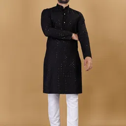Zurika Fashion Men Pure Cotton Sequinned Embroidered Kurta-31