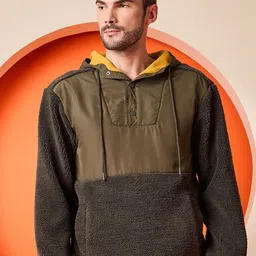 Club York Men Colourblocked Hooded Long Sleeves Casual Pullover Sweatshirt-picture-32