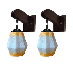 Somil Premium Designer Glass Wall / Night Lamp Elegant & Stylish Dcor Accent for Modern Interiors, Color- Yellow, White, Size:- 23 X 28 X 25.5 CM-image-41