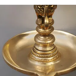 Exotic India Gold Toned Peacock Design Hanging Lamp in Brass-image-49