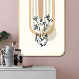 Livin'luxe Cream-Coloured & Navy Blue Wooden Floral and Botanical Wall Art-picture-0