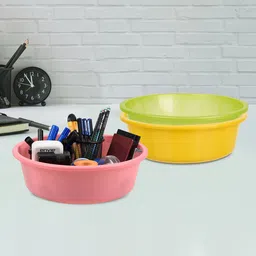 Kuber Industries Yellow & Green 3 Pieces Regular Desk Organisers-90